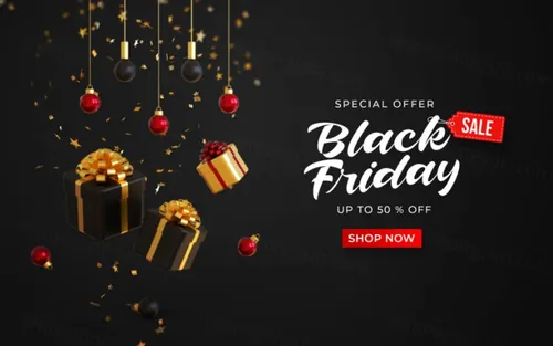 黑色星期五黑金风商品店铺促销折扣海报PSD模板 Black friday