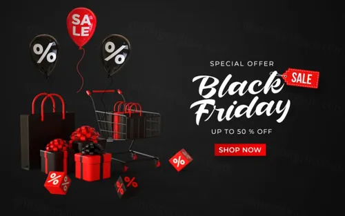 黑色星期五黑金风商品店铺促销折扣海报PSD模板 Black friday