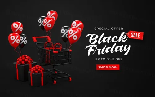 黑色星期五黑金风商品店铺促销折扣海报PSD模板 Black friday
