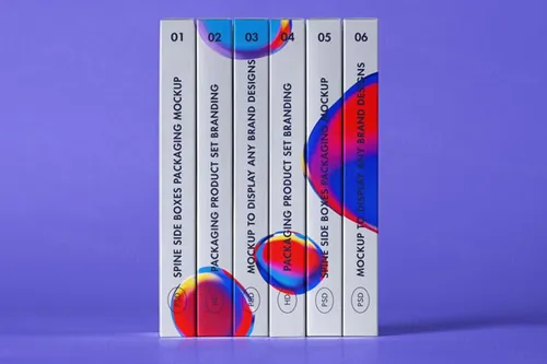 包装盒侧面视图设计展示样机模板 Spine Psd Box Packaging Mockup