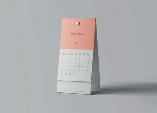 长方形三角台历桌面日历设计提案样机PSD模板 Vertical Calendar Mockup