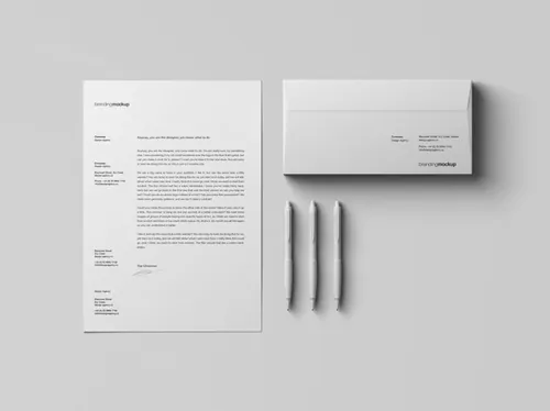 信纸信封品牌vi样机贴图样机模板 Letterhead / Envelope Branding Mockup