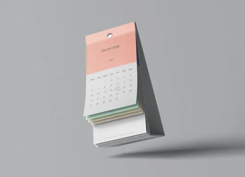 长方形三角台历桌面日历设计提案样机PSD模板 Vertical Calendar Mockup