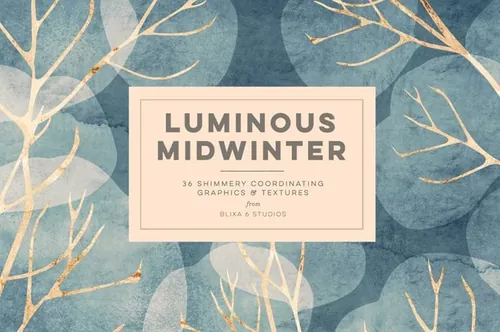 仲冬金色树枝褪色精致花卉大理石图案素材合辑 Luminous