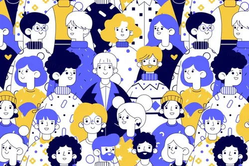 手绘团队人物EPS插画矢量素材