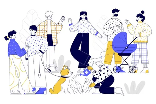 手绘团队人物EPS插画矢量素材