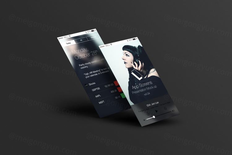 手机应用程序APP展示PSD模板Perspective App Screens Mock-Up