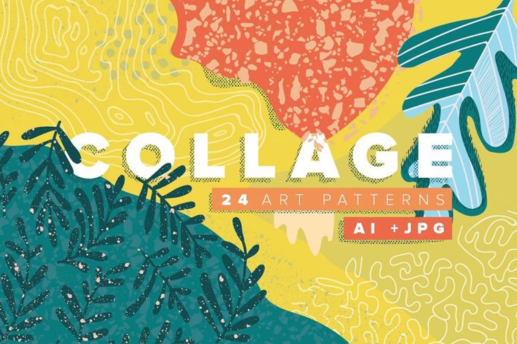 抽象图案设计素材Collage Art Patterns