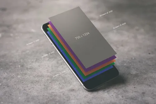 iPhone手机屏幕展示PSD贴图模板iPhone Mockup In Air