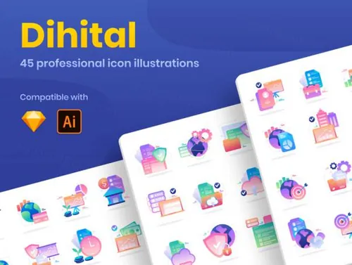 45个惊艳独特金融业务矢量插画素材 Dihital : Finance Busi