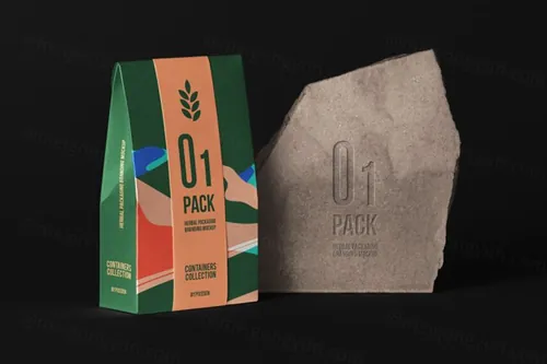 纸袋psd包装样机 Herbal Psd Bag Packaging Mockup 3