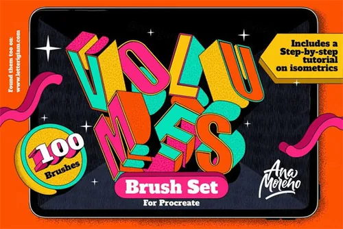 等距立方体圆柱体画笔素材 Volumes Brush Set for