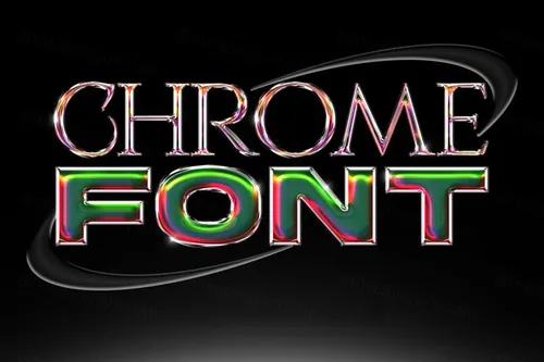 高质量赛博朋克镀铬金属渐变立体金属特效PSD模板 Abstr