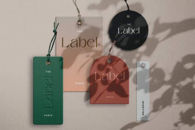 高档服装设计精致标签吊牌LOGO设计贴图展示样机模板 Lab