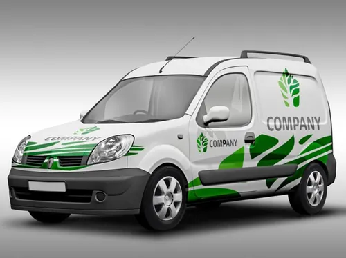 面包车车身广告PSD模板Vehicle branding mock-up