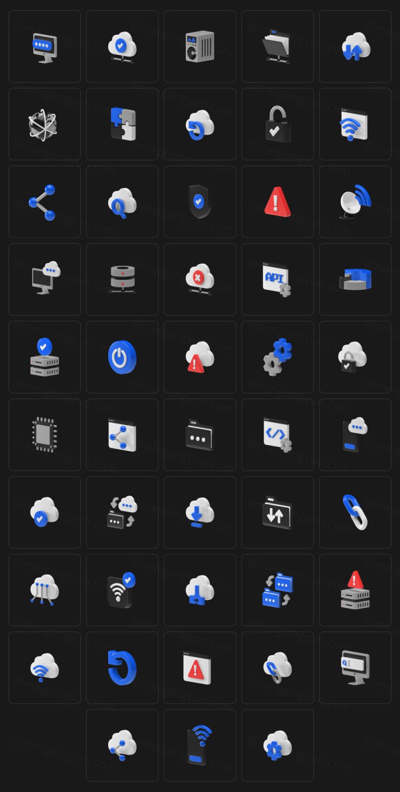 高品质C4D渲染云服务器数字产品主题3D图标合辑 Cloudtech