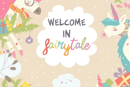 可爱的独角兽和圣诞冬季装饰矢量插画 elements-cute-winter-frame-with-magic-unic...