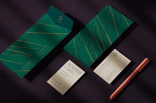 邀请函信笺信封名片品牌设计提案场景展示样机模板 Vertic