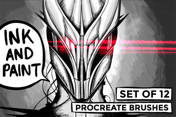 墨水毛刷丙烯酸油漆稀释墨水弥散渗透效果纹理笔刷 Ink and pai