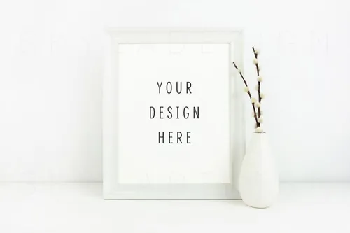 1白色画框样机 White picture frame mockup