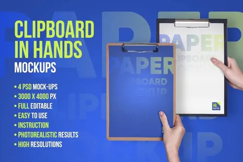 真实的手拿剪贴板展示模型下载 Clipboard in Hands