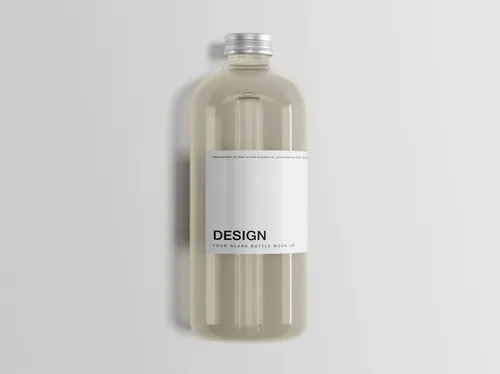 经典透明玻璃瓶产品包装贴图样机模板 Classic Glass Bottle Mockup