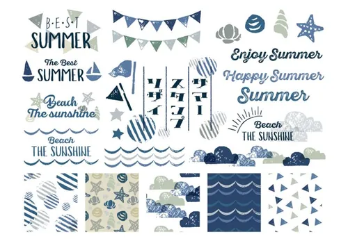 北欧复古夏日标题文字夏天图案矢量素材合辑 Enjoy Summer