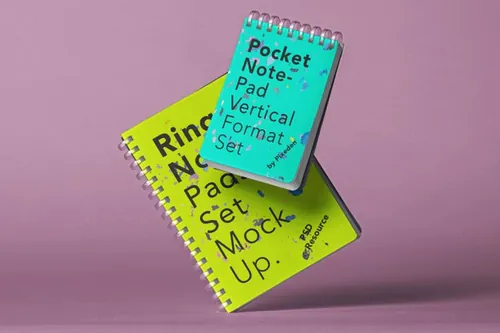 胶圈装订笔记本记事本封面设计贴图展示样机模板 Ringed Psd Notepads Set Mockup