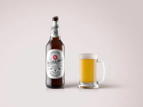 啤酒瓶模型PSD贴图模板Lager Psd Beer Big Bottle Mockup