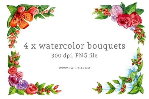 水彩花卉框架设计素材Watercolor Floral Frames