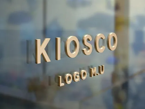 3D立体标志logo贴图PSD模板Vitro Window Logo Mock-Up Template