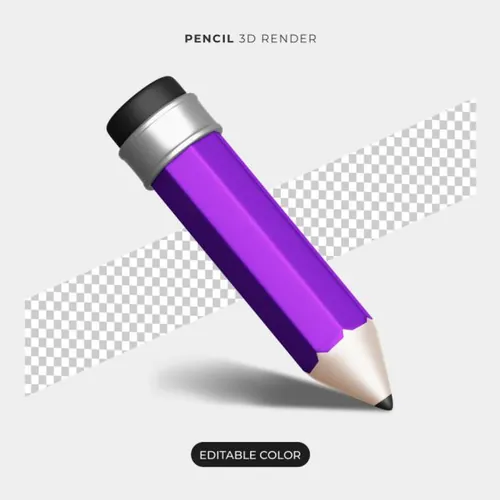 三维立体铅笔图标元素 3d pencil icon mockup is