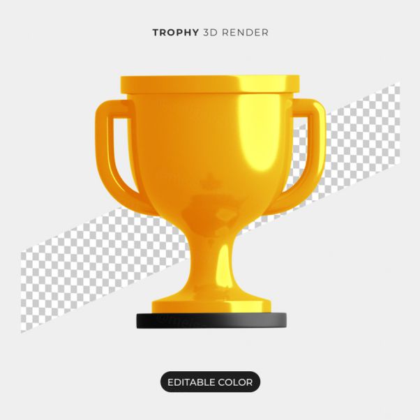 三维立体奖杯图标元素 3d thropy icon mockup is