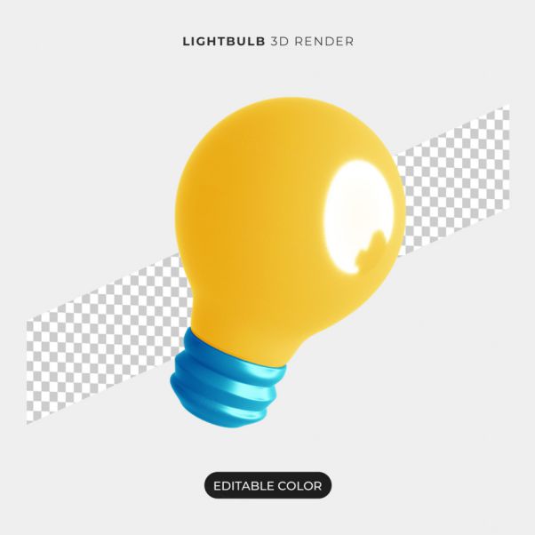 三维立体灯泡图标元素 3d lightbulb icon mockup