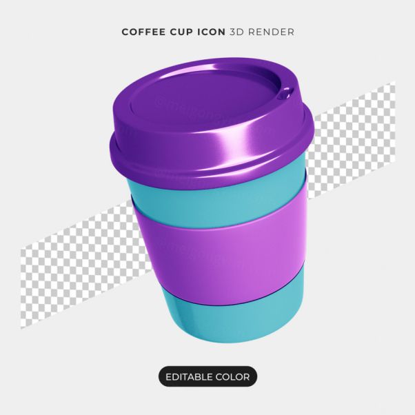 三维立体咖啡杯图标元素 3d coffee cup icon isol