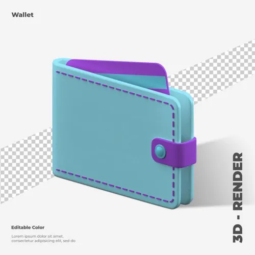 三维立体钱包图标元素 3d wallet icon rendering