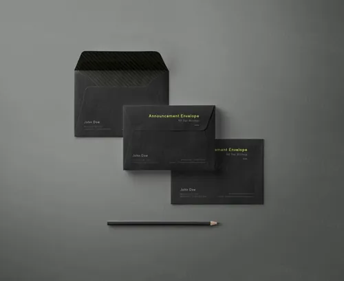 现代黑色信封模型PSD贴图模板Psd Envelope Mockup