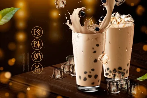 清新风格珍珠奶茶橱窗海报模板2
