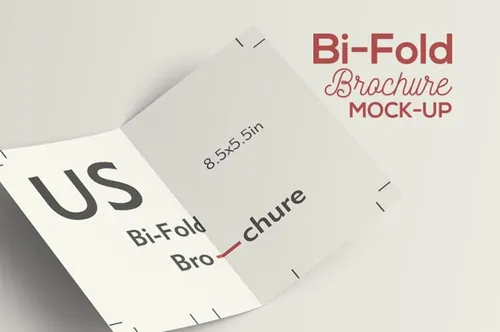 折页小册子模型PSD贴图模板Bi-fold Flyer Mockup