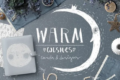 一组温暖恬静风格手绘插画图形设计素材 Warm Wishes