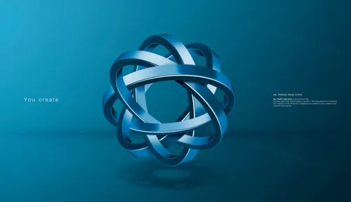 交织的虚拟立体几何空间创意合成海报