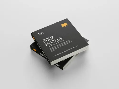 方形书籍封面设计展示样机模板 Square Book Mockup