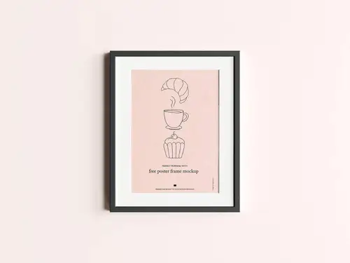 黑色相框艺术作品展示样机PSD模板 Poster Frame Mockup 样机模版