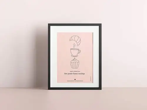 黑色相框艺术作品展示样机PSD模板 Poster Frame Mockup 样机模版