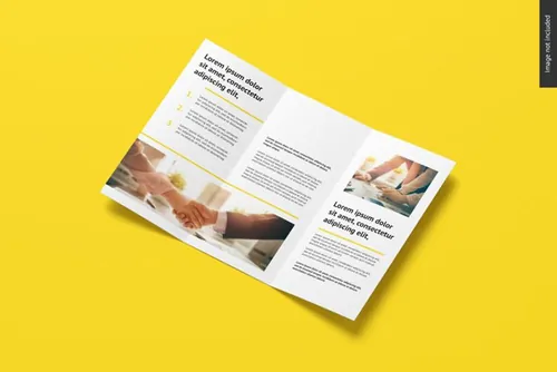 高品质传单折页设计提案样机PSD模板 Bifold flyer brochure mockup