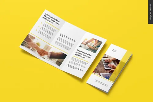 高品质传单折页设计提案样机PSD模板 Bifold flyer brochure mockup