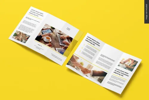 高品质传单折页设计提案样机PSD模板 Bifold flyer brochure mockup