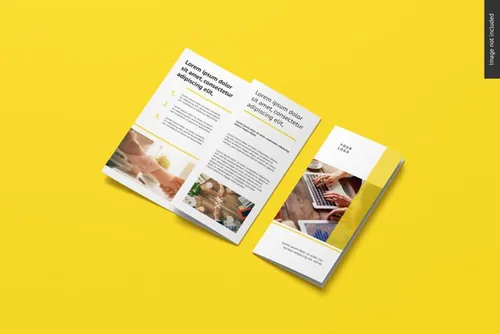 高品质传单折页设计提案样机PSD模板 Bifold flyer brochure mockup