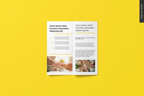 高品质传单折页设计提案样机PSD模板 Bifold flyer brochure mockup