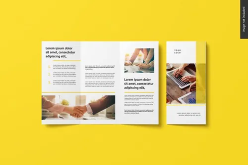 高品质传单折页设计提案样机PSD模板 Bifold flyer brochure mockup